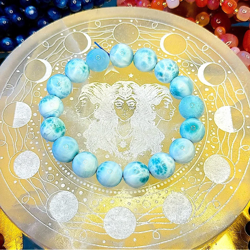 Larimar AAA Stretchy Bracelet 12.5mm - Picture 2 of 4